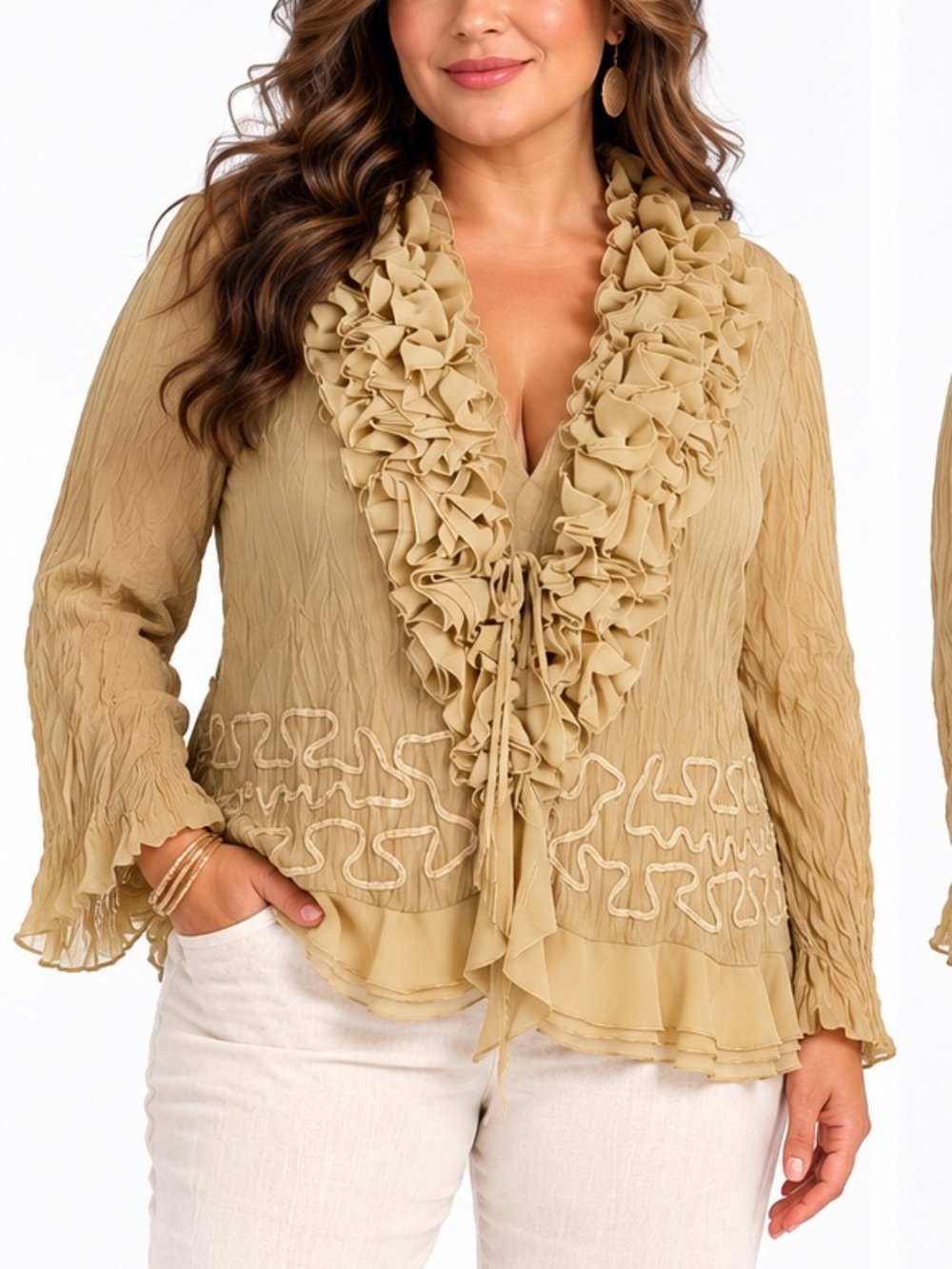 Kaelyn-Max Pink Pleated Ruffle Blouse 3X